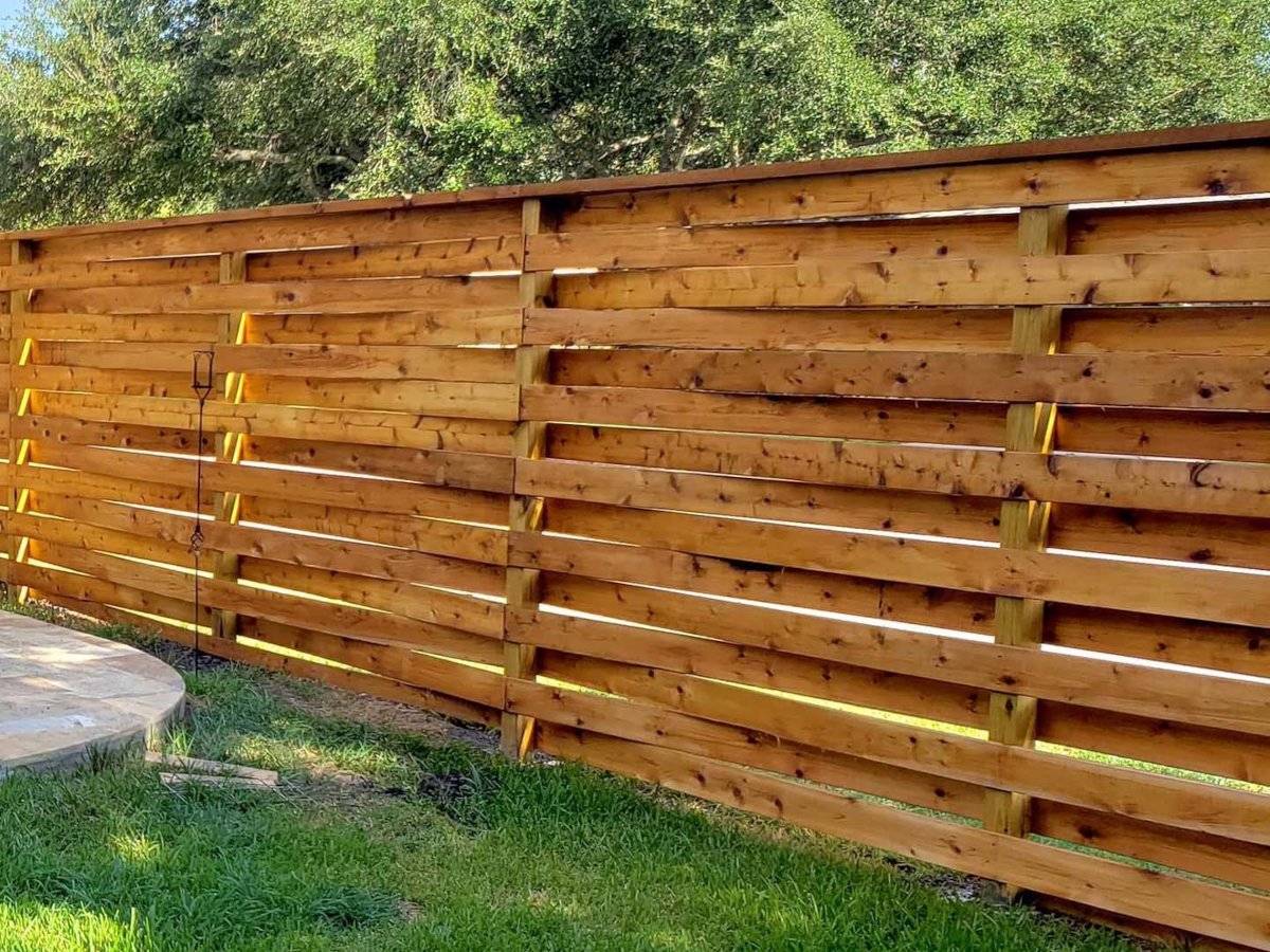 Sugar Land TX basketweave style wood fence